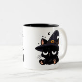 Cute Black Cat & Pumpkin | Two-Sided Halloween Mug ツートーンマグカップ (正面右)