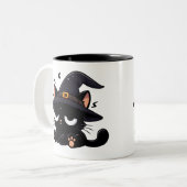 Cute Black Cat & Pumpkin | Two-Sided Halloween Mug ツートーンマグカップ (正面左)