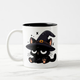 Cute Black Cat & Pumpkin | Two-Sided Halloween Mug ツートーンマグカップ