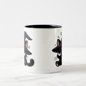Cute Black Cat & Pumpkin | Two-Sided Halloween Mug ツートーンマグカップ (中央)