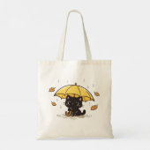 Cute Black Cat Rain Umbrella トートバッグ (裏面)