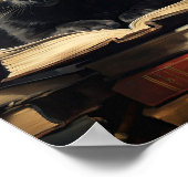 Cute Black Cat Reading a Book Poster ポスター (角)