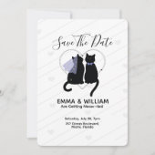 Cute black cat save the date wedding card セーブザデート (正面)