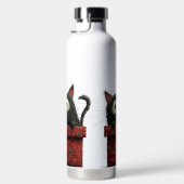 CUTE BLACK CAT SITTING IN A RED PRESENT ウォーターボトル (右面)