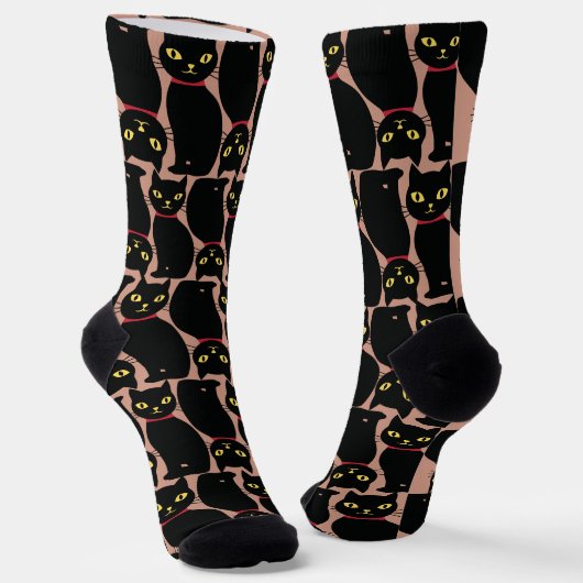 Cute Black Cat Socks Gift for Black Cat Lovers ソックス (傾斜あり)