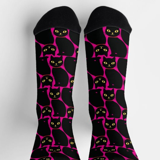 Cute Black Cat Socks Gift for Black Cat Lovers ソックス (上部)