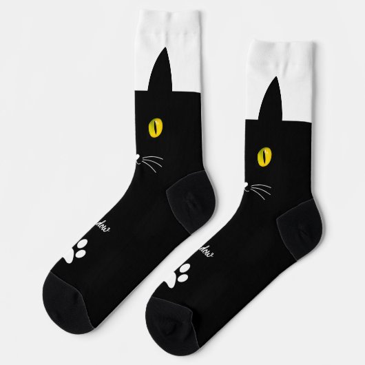 Cute Black Cat Socks Gift for Cat Lovers ソックス (左)