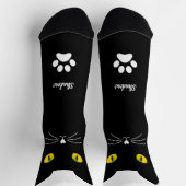 Cute Black Cat Socks Gift for Cat Lovers ソックス (上部)