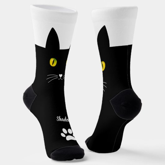 Cute Black Cat Socks Gift for Cat Lovers ソックス (傾斜あり)