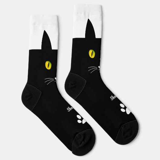 Cute Black Cat Socks Gift for Cat Lovers ソックス (右)