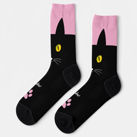 Cute Black Cat Socks Gift for Cat Lovers ソックス (左)