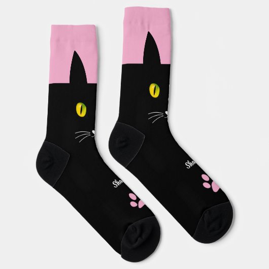 Cute Black Cat Socks Gift for Cat Lovers ソックス (右)