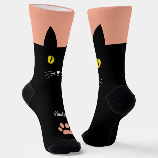 Cute Black Cat Socks Gift for Cat Lovers ソックス (傾斜あり)