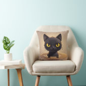 Cute Black Cat Swimming Decorative Art クッション (椅子)