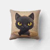 Cute Black Cat Swimming Decorative Art クッション (裏面)