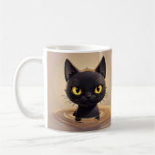 Cute Black Cat Swimming Graphic Art コーヒーマグカップ (左)
