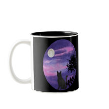  Cute Black Cat Under Moon  – cat lovers mug
