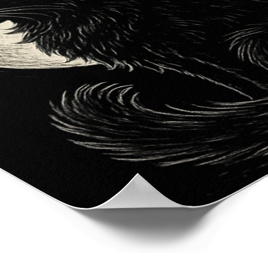 Cute Black Cat Witch Hat Moon Retro Coquette Boho  ポスター (角)