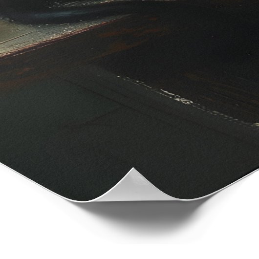 Cute Black Cat Witch With Dark Botanicals, Dark ポスター (角)