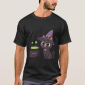 Cute Black Cat Witch with Magic Potion Illustratio Tシャツ (正面)