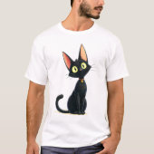 Cute Black Cat with Big Ears Tシャツ (正面)