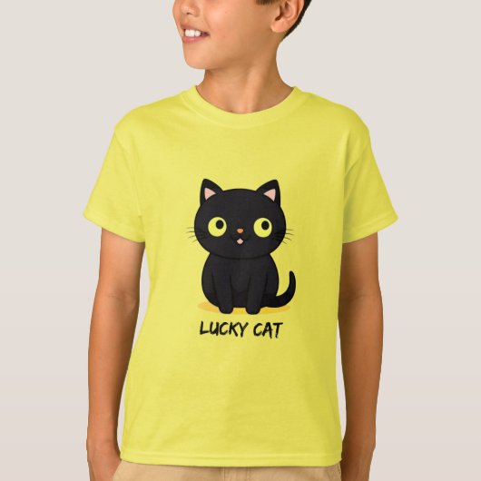 Cute Black Cat with Big Eyes Tシャツ (正面)