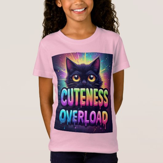 Cute Black Cat With Big Yellow Eyes Tシャツ (正面)