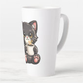Cute Black Cat with Coffee カフェラテマグ (右アングル)