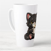 Cute Black Cat with Coffee カフェラテマグ (左アングル)