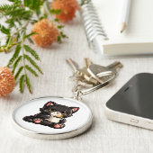 Cute Black Cat with Coffee キーホルダー (側面)