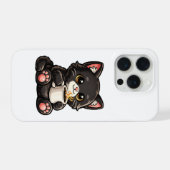 Cute Black Cat with Coffee iPhoneケース (裏面横)