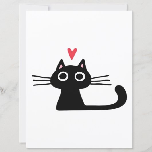 Cute Black Cat with Heart  Kitten Valentine Classi (裏面)
