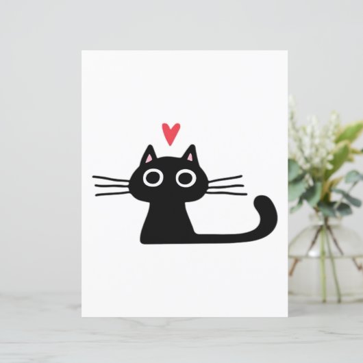 Cute Black Cat with Heart  Kitten Valentine Classi (スタンド正面)