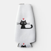 Cute Black Cat with Heart  Kitten Valentine Classi ボトルクーラー (正面)