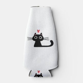 Cute Black Cat with Heart  Kitten Valentine Classi ボトルクーラー
