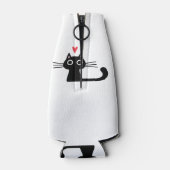 Cute Black Cat with Heart  Kitten Valentine Classi ボトルクーラー (裏面)