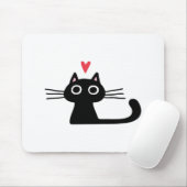 Cute Black Cat with Heart  Kitten Valentine Classi マウスパッド (マウス)