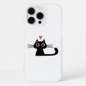 Cute Black Cat with Heart  Kitten Valentine Classi iPhoneケース (裏面)