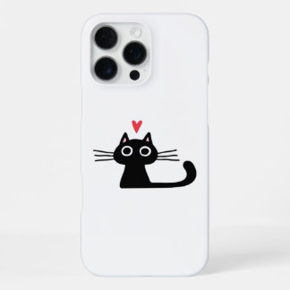 Cute Black Cat with Heart  Kitten Valentine Classi iPhone 16 Pro Maxケース