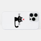 Cute Black Cat with Heart  Kitten Valentine Classi iPhoneケース (裏面横)