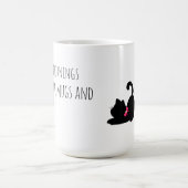 Cute Black Cat with Pink Bow Tie  コーヒーマグカップ (中央)