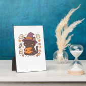 Cute Black Cat with Witch Hat – Kawaii Halloween A フォトプラーク (側面)