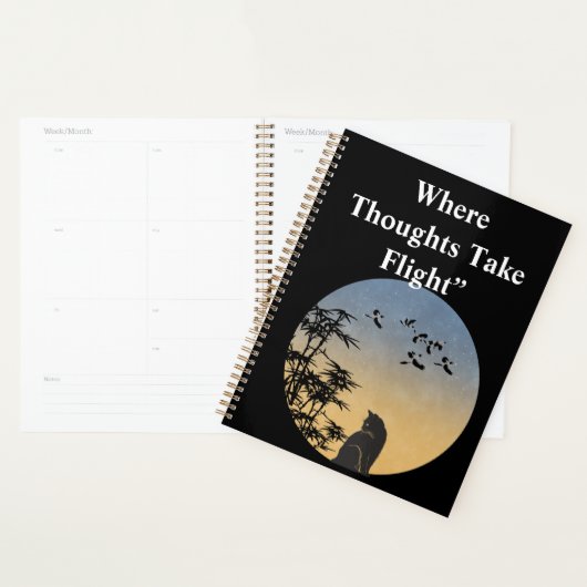 Cute Black cate in nutural inder sky \watercolor プランナー手帳 (ディスプレー)