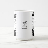 Cute Black Cats Doodles Pattern Kawaii Meow コーヒーマグカップ (中央)