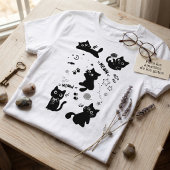 Cute Black Cats Doodles Pattern Kawaii Meow トライブレンドTシャツ