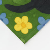 Cute Black Cats Floral Meadow Pattern フリースブランケット (角)