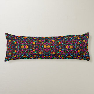 Cute black colorful abstract flowers ボディピロー