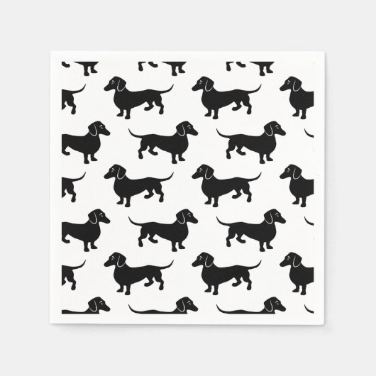 Cute Black Dachshund Pattern スタンダードカクテルナプキン (正面)