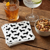 Cute Black Dachshund Pattern スタンダードカクテルナプキン