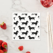 Cute Black Dachshund Pattern スタンダードカクテルナプキン (インサイチュ)